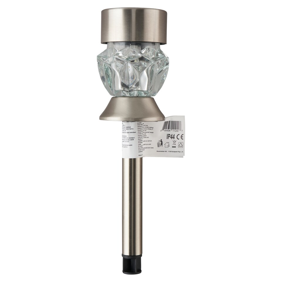 GM3008 solárna lampa z nehrdzavejúcej ocele, skla a plastu 7 x 7 x 34 cm