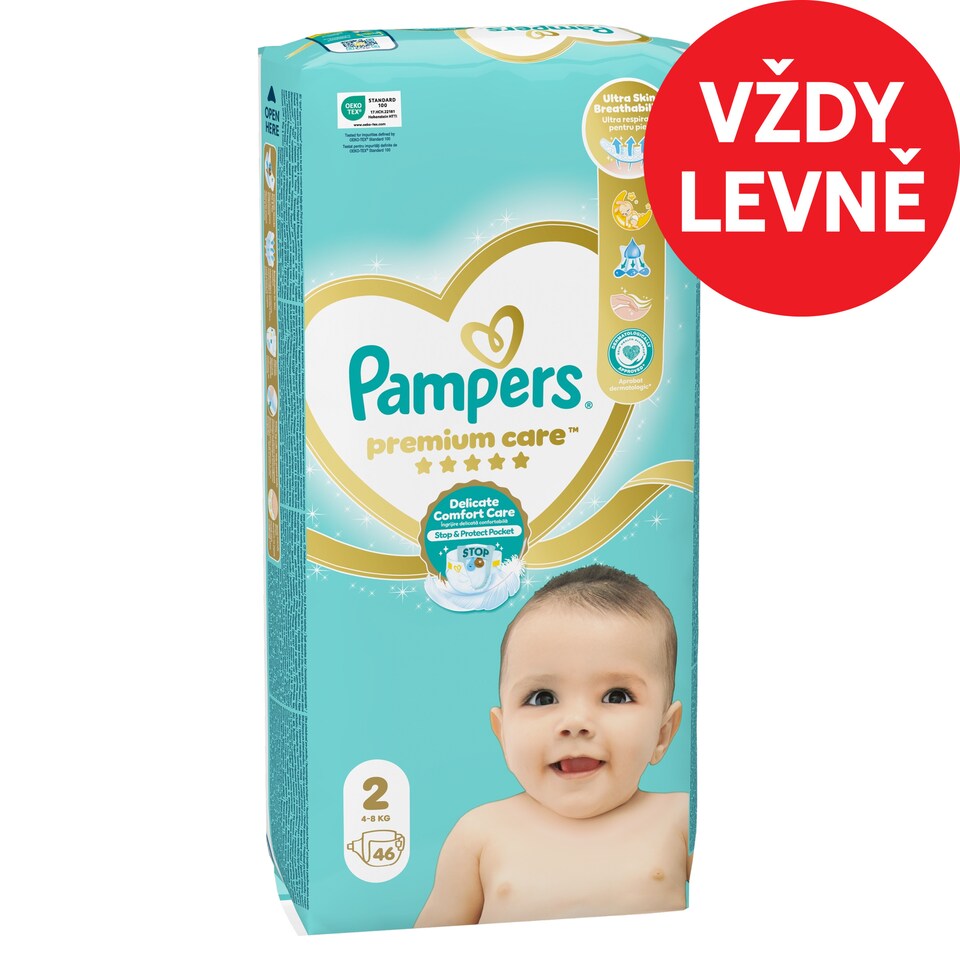 Obrázek 1 pro produkt Pampers Premium Care Velikost 2, 46 Dětské Plenky, 4kg-8kg
