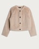 image 4 of F&F Faux Fur Cropped Buttoned Jacket in Neutral