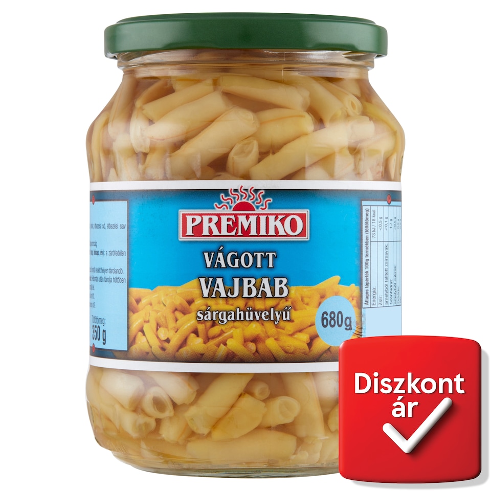 Premiko sárgahüvelyű vágott vajbab 680 g