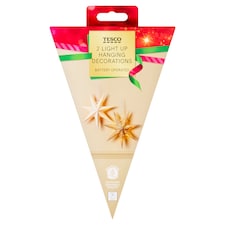 Tesco White And Silver Paper Star Light Up Christmas Decorations