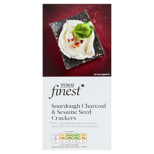 Tesco Finest Sourdough Charcoal & Sesame Crackers 130G Tesco Groceries