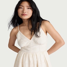 The F&F Edit Pure Cotton Embroidered Patchwork Midi Dress in Cream