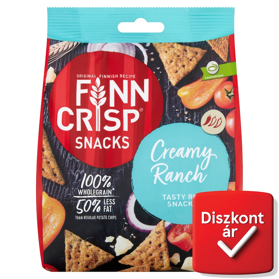 Finn Crisp Snacks rozs ropogós sajttal, hagymával, paprikával és paradicsommal ízesítve 150 g