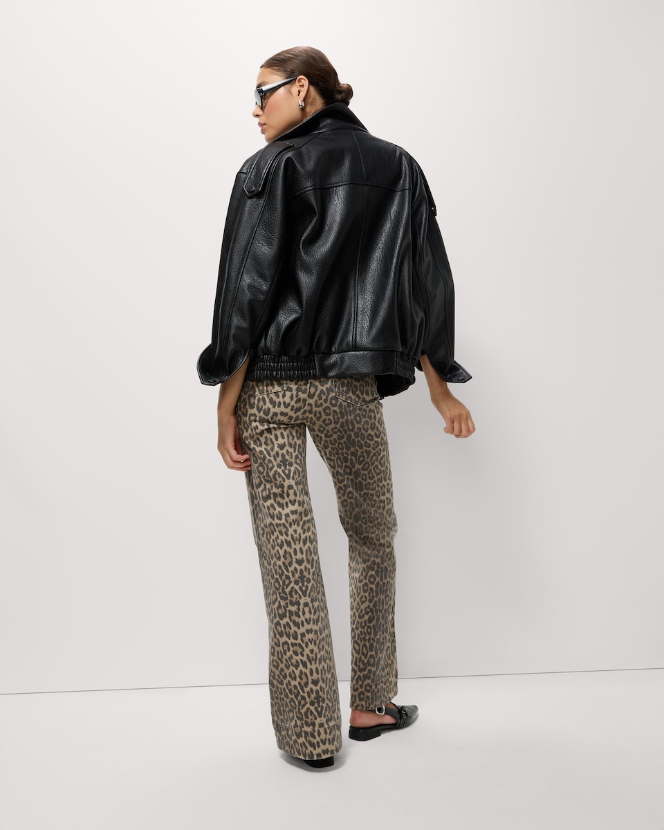 image 1 of F&F Leopard Print Flared Jeans in Brown