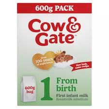 Cow & Gate 1 First Infant Baby Milk Formula Powder from Birth 600g