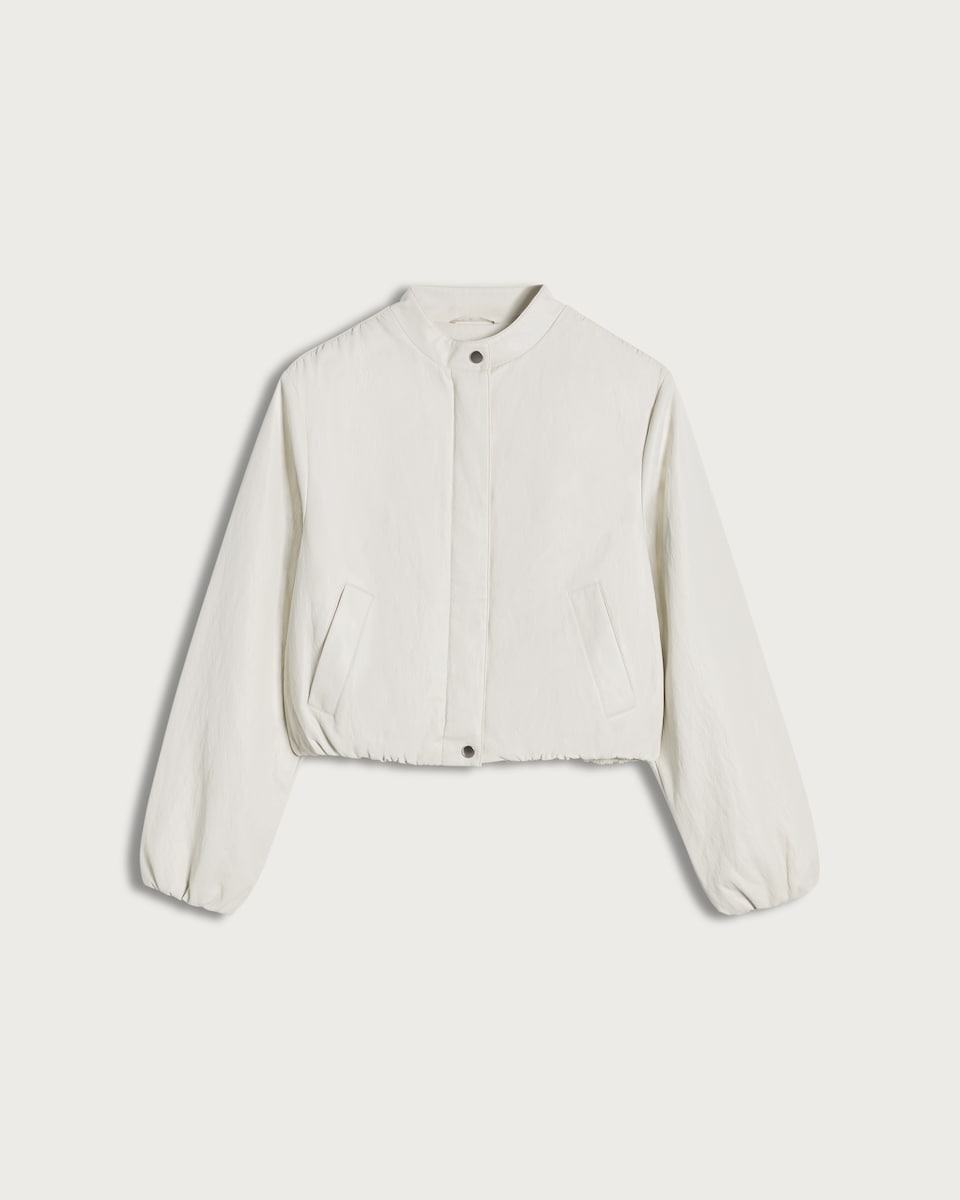 image 1 of The F&F Edit High Neck Collarless Jacket in Cream