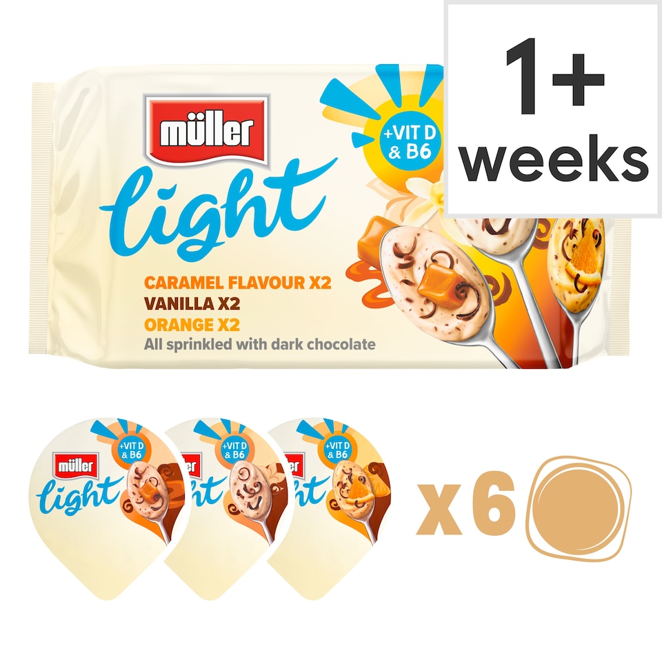 image 1 of Muller Light Yogurt - Caramel, Vanilla & Orange 6x140g