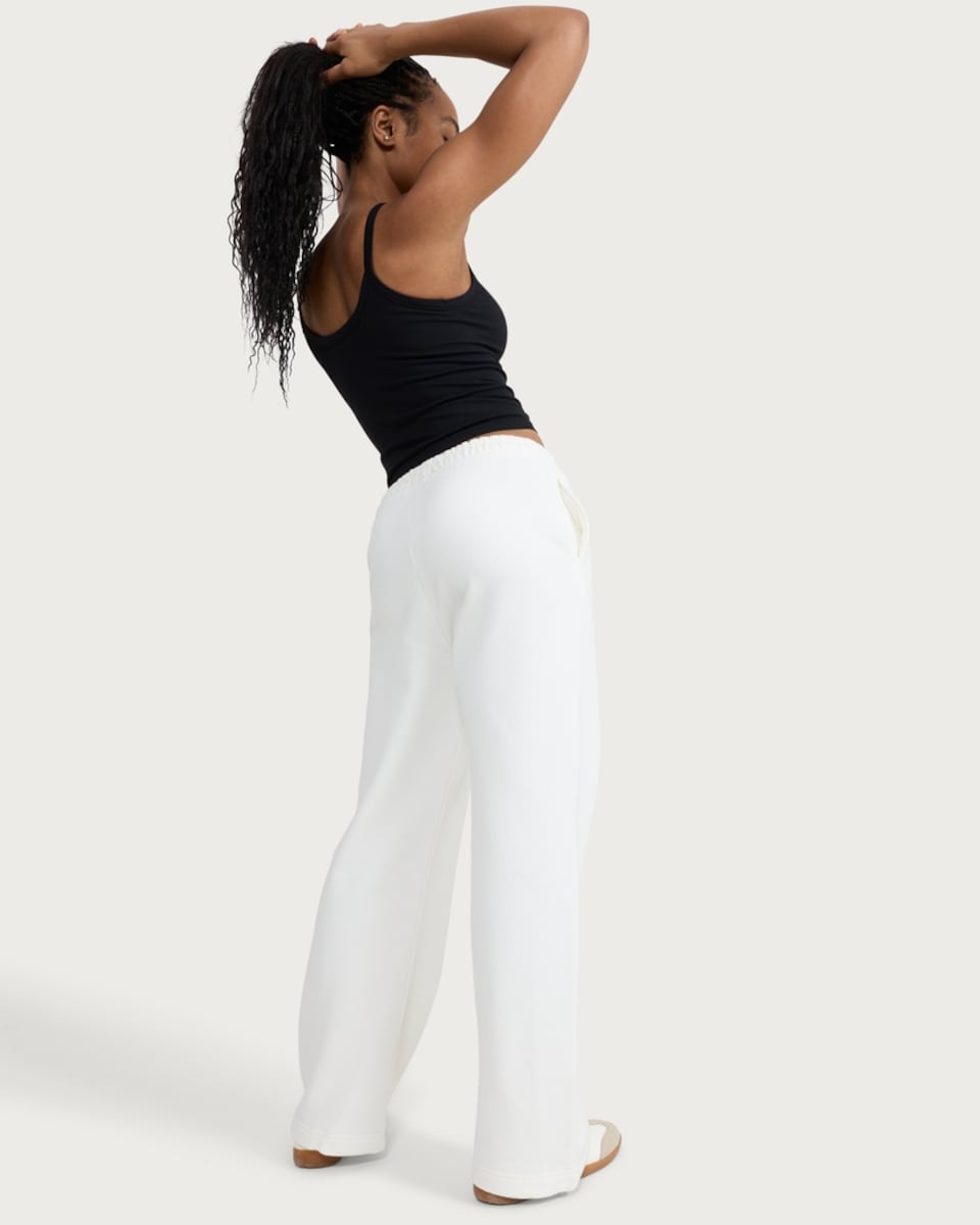 image 1 of F&F Active AFTERCLASS Rest & Reset Wide Leg Joggers in Cream