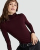 image 1 of F&F Roll Neck Long Sleeved Top with Wool in Burgundy