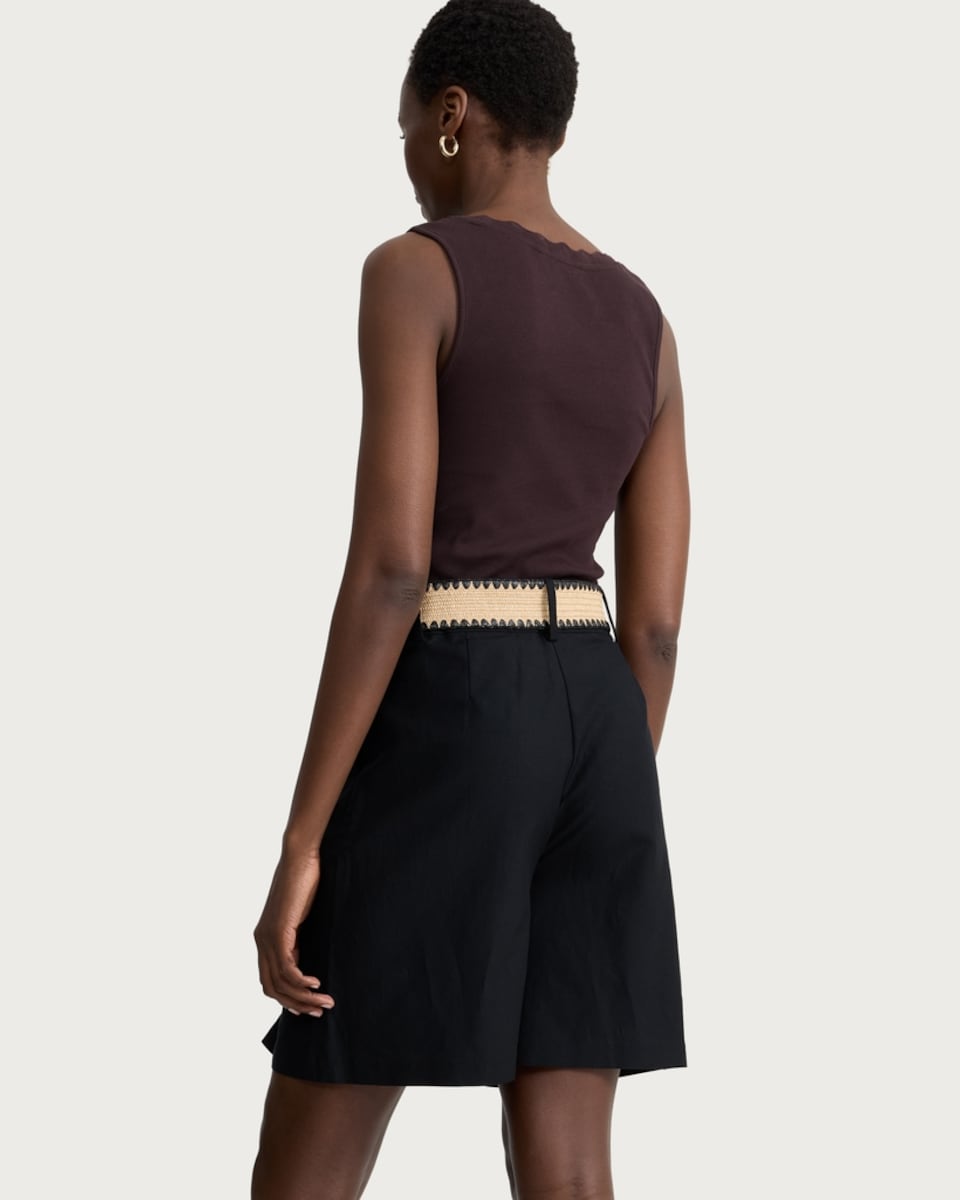 image 1 of F&F Pleated Belted Shorts in Black