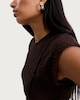 image 1 of F&F Cotton Rich Textured Peplum Hem T-Shirt in Chocolate