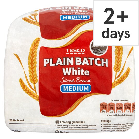 Tesco Plain White Bread 800G Tesco Groceries