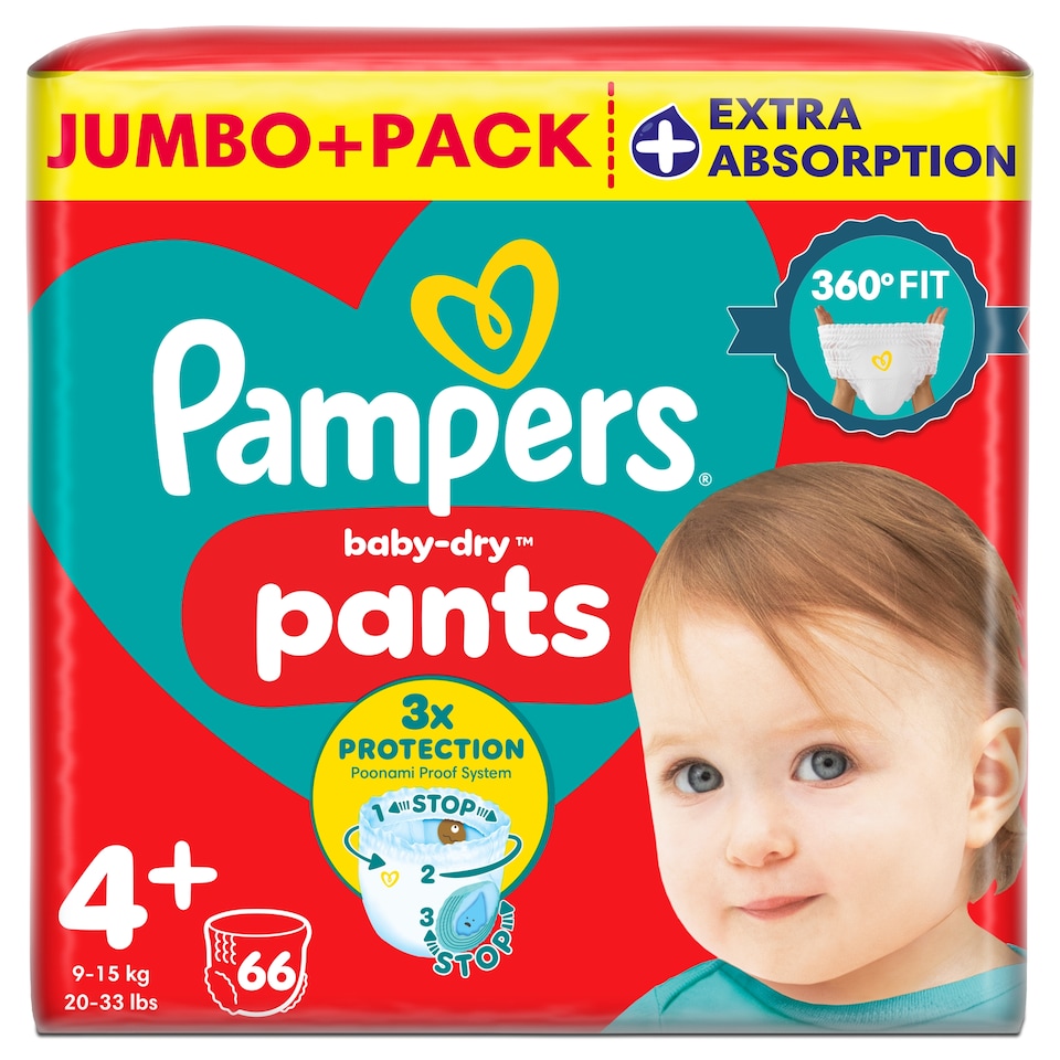 image 1 of Pampers Baby-Dry Nappy Pants Size 4+ Jumbo+ Pack 66 Pack