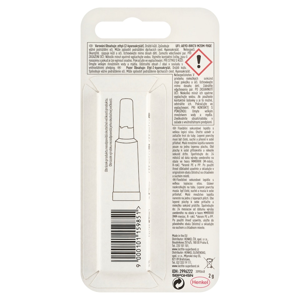 Obrázek 1 pro produkt Loctite Super Bond Power Flex univerzální gelové sekundové lepidlo 2g