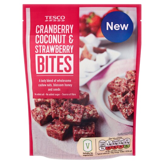 Tesco Strawberry Cranberry & C/Nut Bites 110g Tesco Groceries