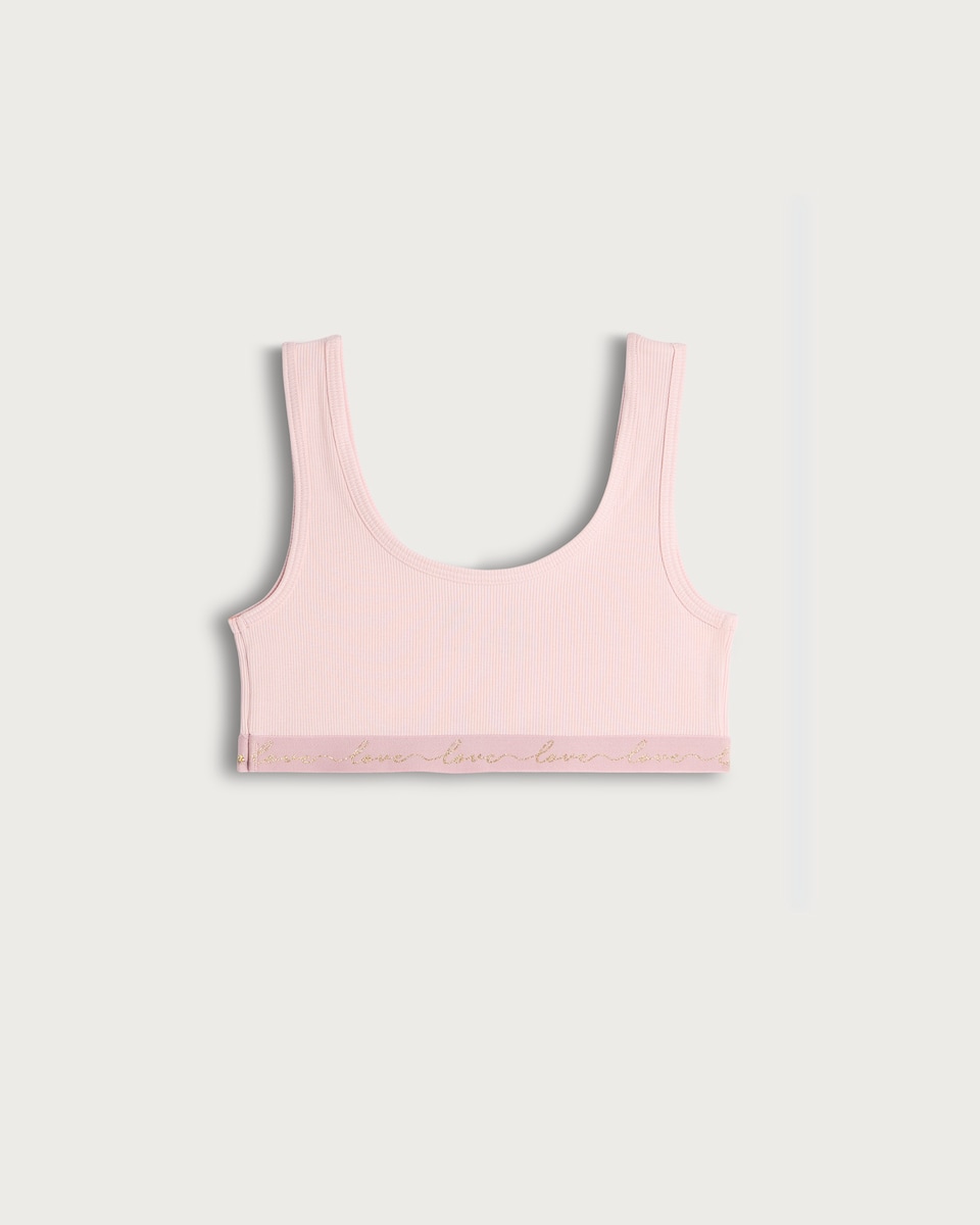 image 1 of F&F Girls 3-Pack Cotton Rich Ribbed Crop Tops in Pink