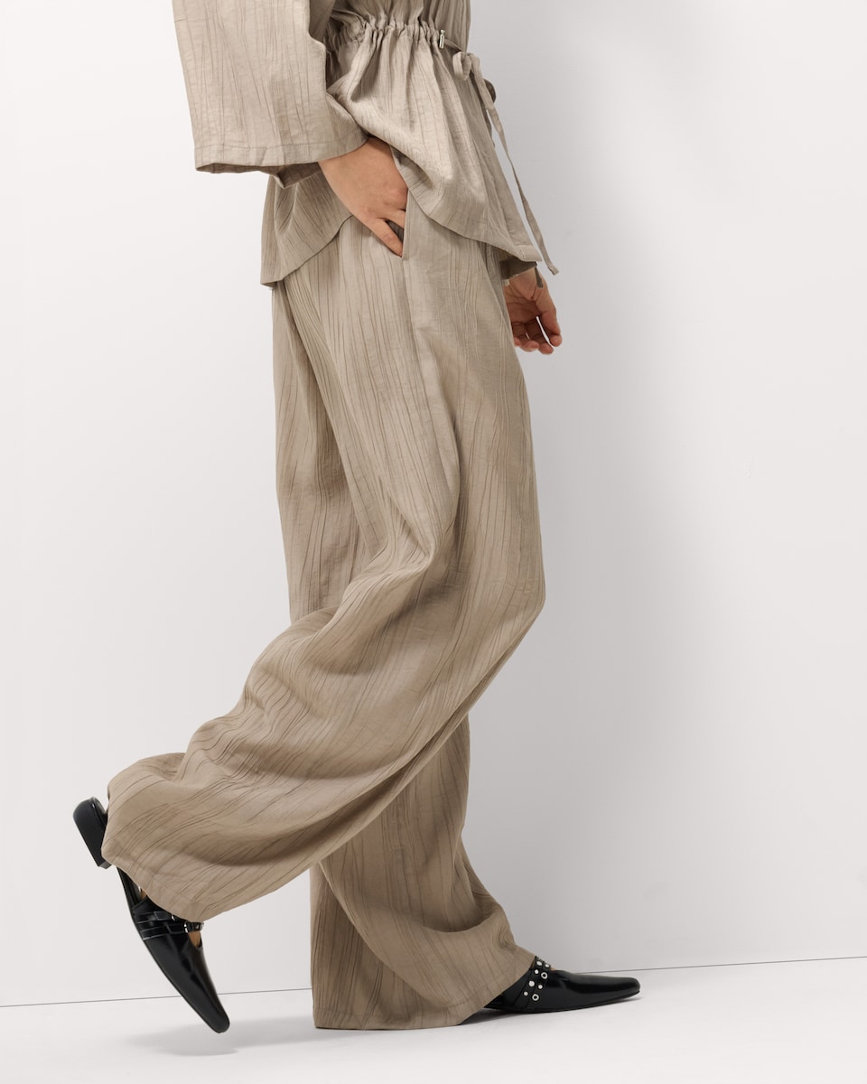 image 1 of F&F Textured Wide Leg Trousers in Mink