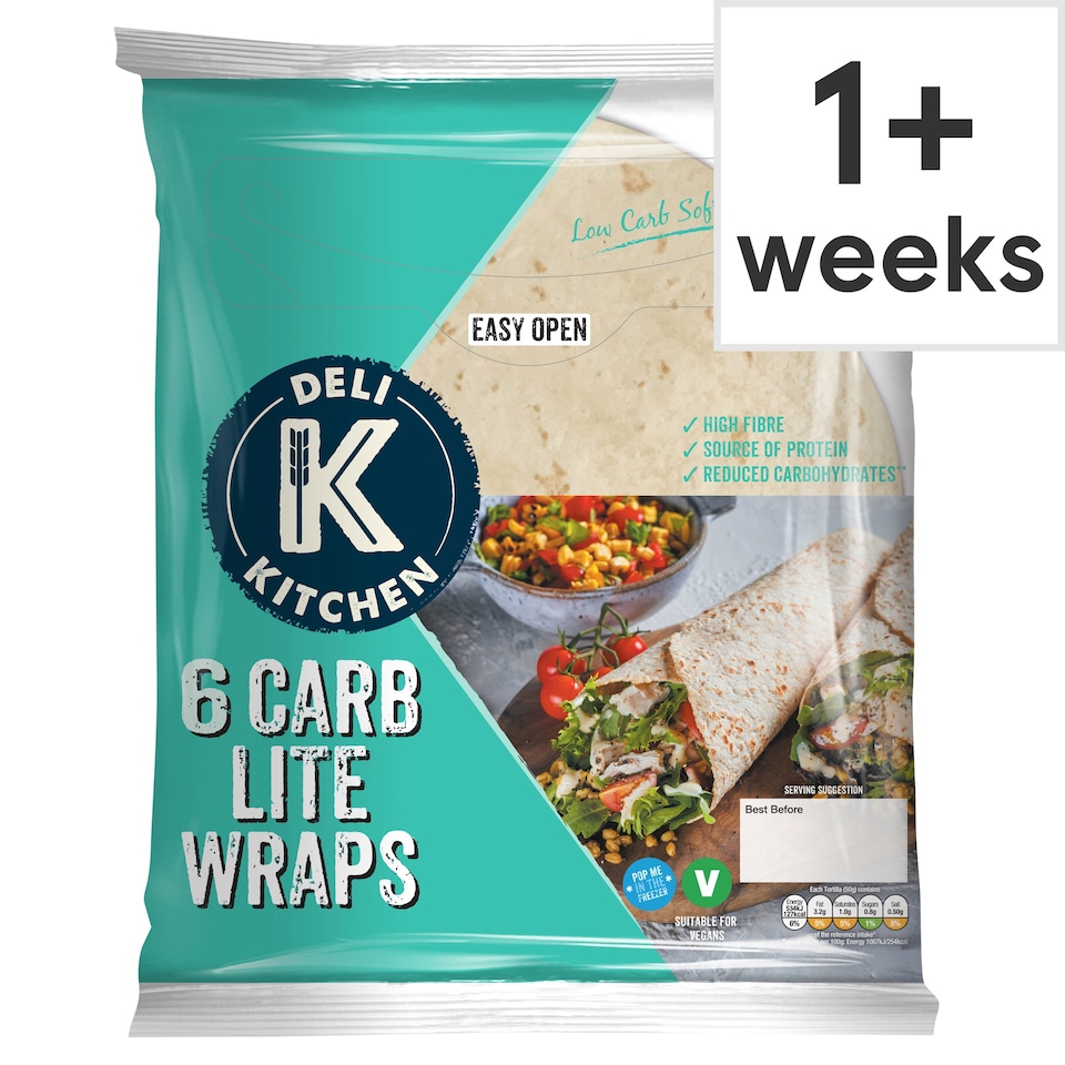 Deli Kitchen Carb Lite Wheat Tortilla Wraps 6 Pack 300g