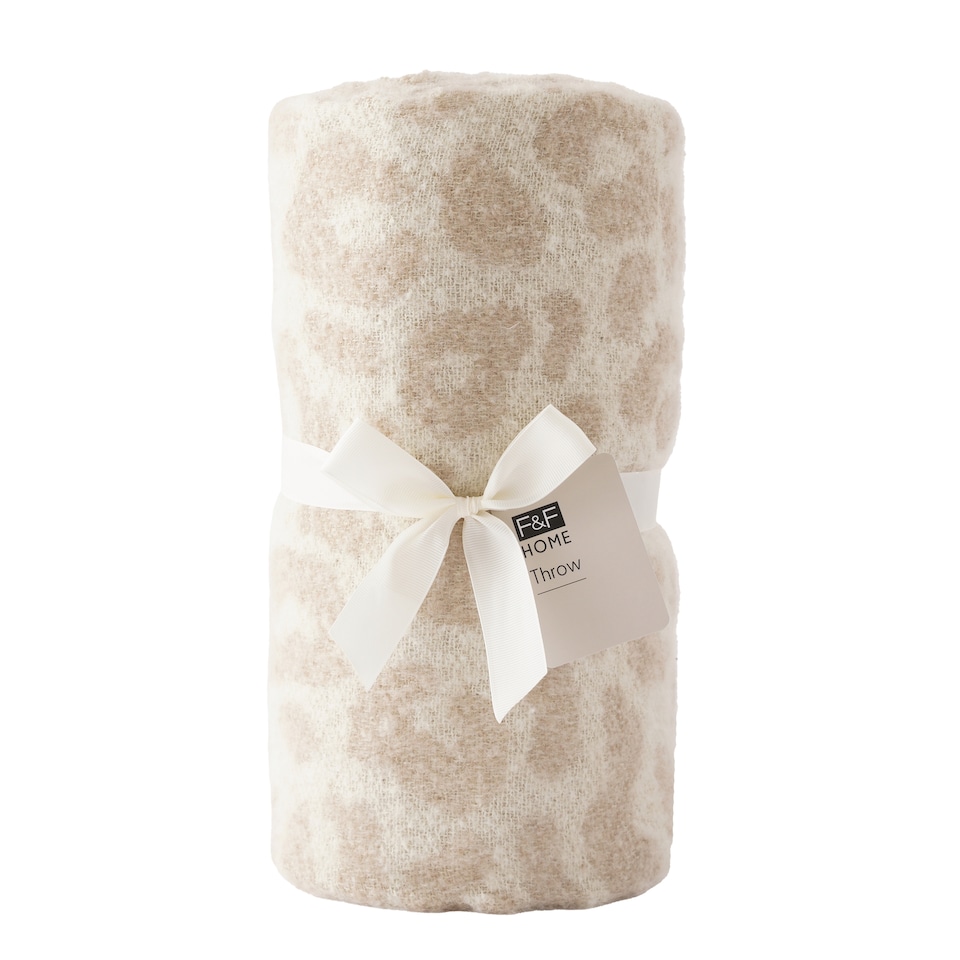 F&F Home Leopard Faux Mohair Throw