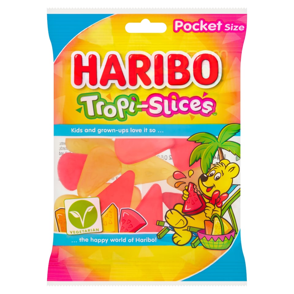 Haribo Vegetarian Tropi-Slices Pocket Size Bag 42g