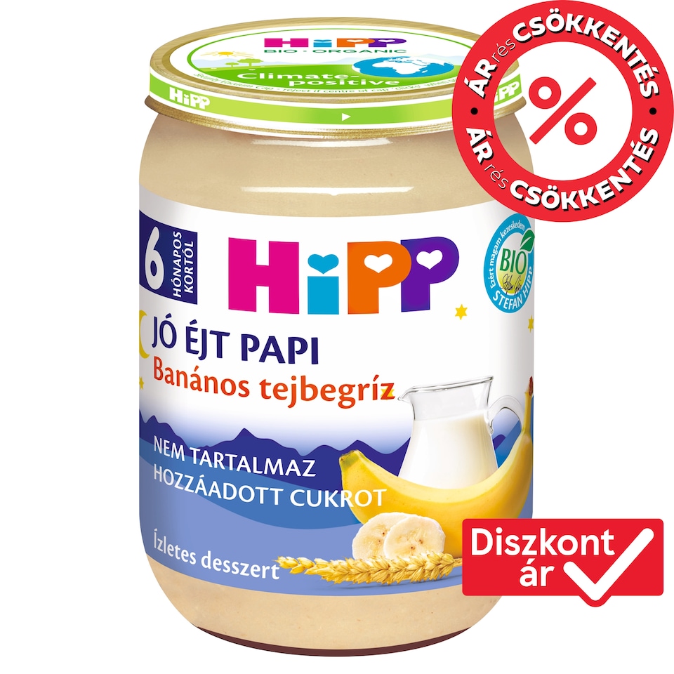 HiPP Jó Éjt Papi banános tejbegríz bébidesszert 6 hónapos kortól 190 g