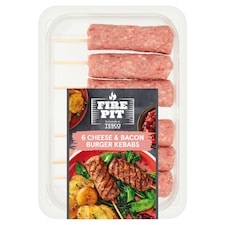 Tesco Fire Pit Cheese & Bacon Burger Kebabs 360g