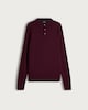 image 4 of F&F Pure Merino Wool Long Sleeved Polo Shirt in Burgundy