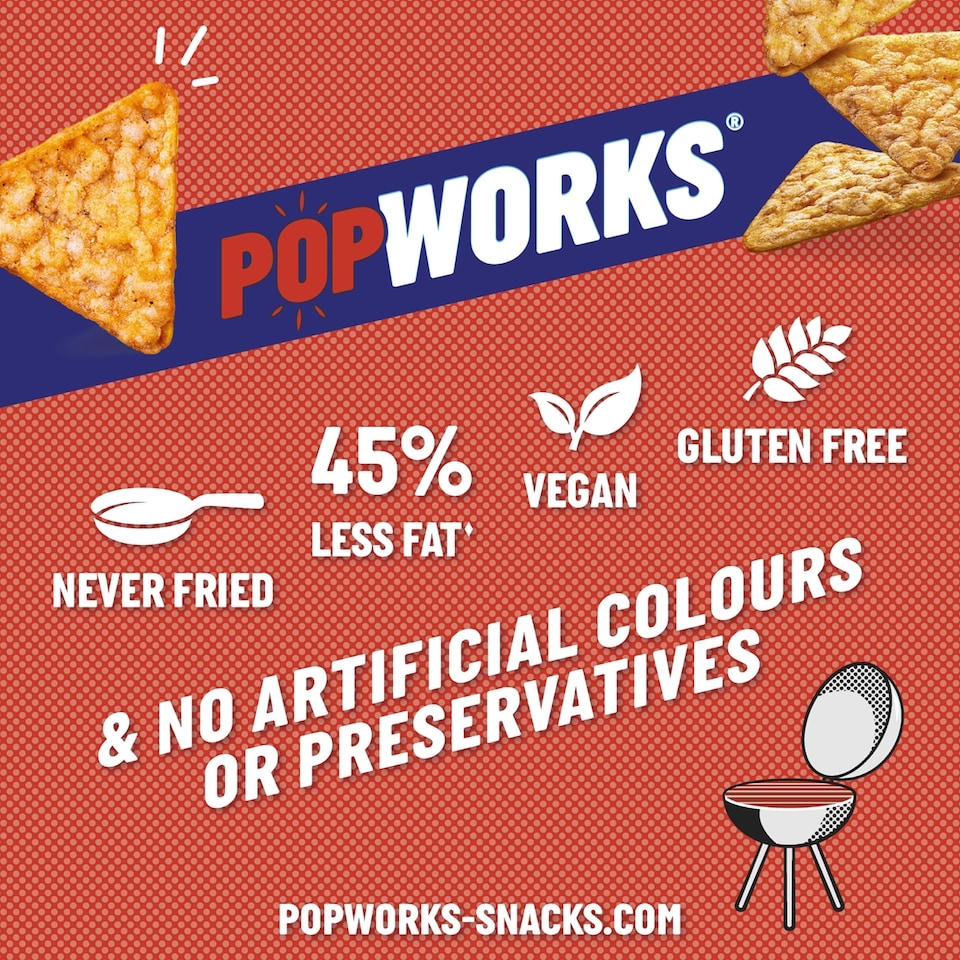 image 1 of Popworks Sweet BBQ Grab Bag Popped Crisps 28g