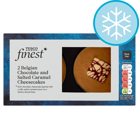 Tesco Finest 2 Chocolate & Salted Caramel Cheesecake 2X99g Tesco