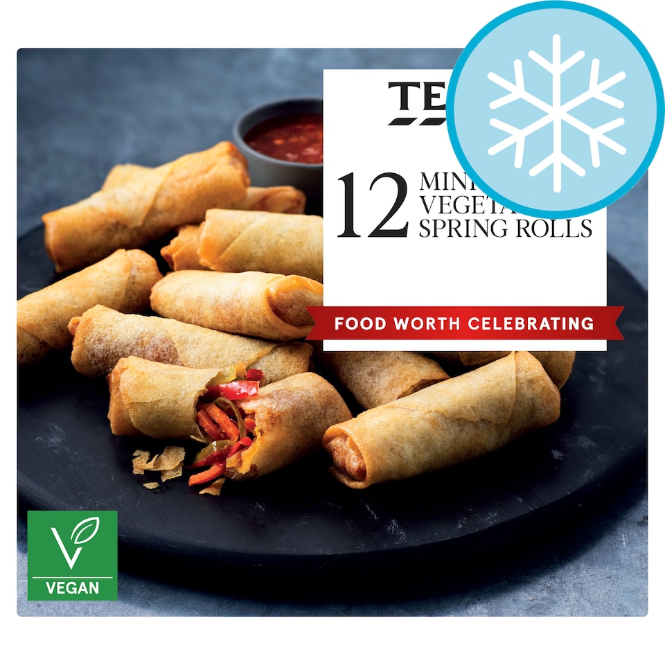 Tesco Frozen Mini Vegetable Spring Rolls 12 Pack 216g