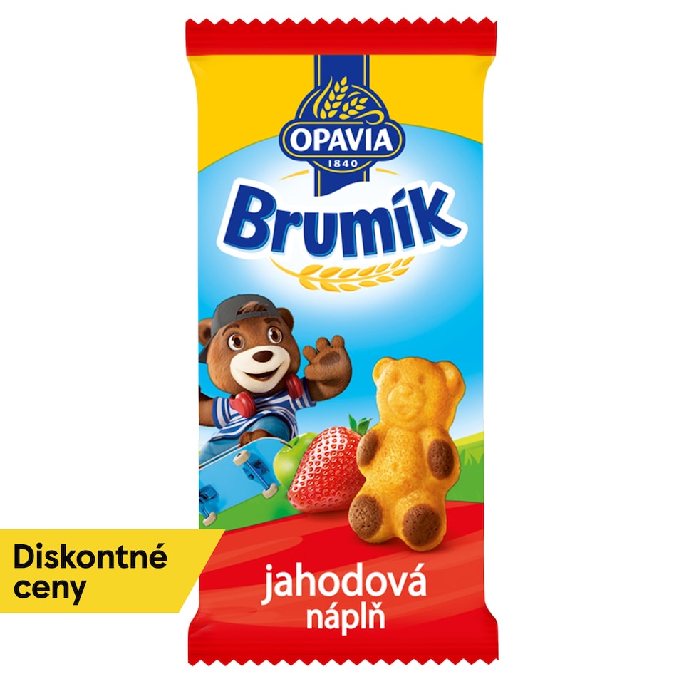 Opavia Brumík Jablkovo-jahodová náplň jemné pečivo 30 g