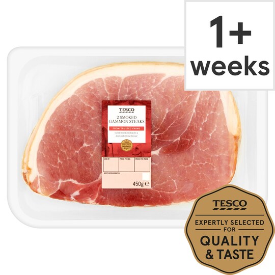 Tesco Smoked Gammon Steaks 450G 2 Pack Tesco Groceries