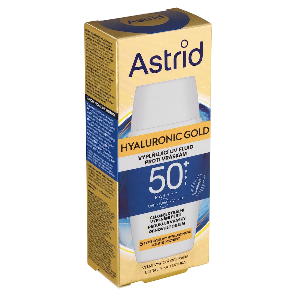 obrázok 1 z Astrid Hyaluronic Gold vyplňujúci UV fluid proti vráskam SPF 50+ 50 ml
