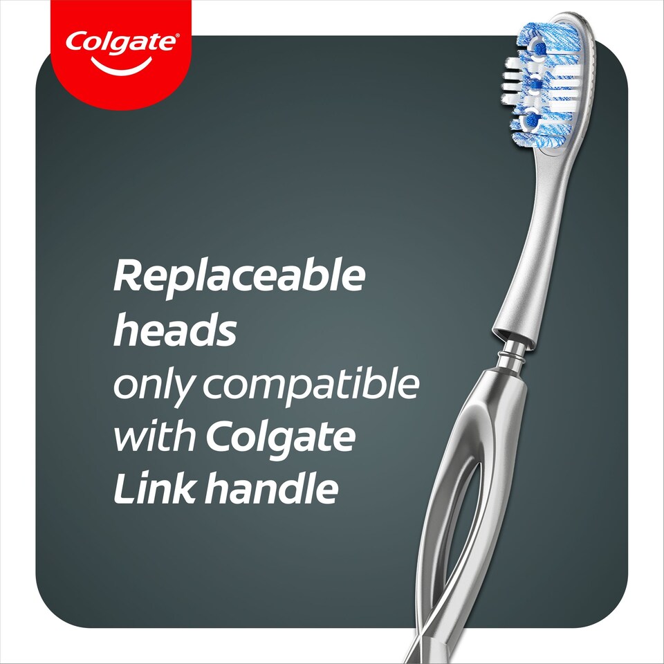 image 1 of Colgate Link Whitening Manual Toothbrush Medium Heads X2
