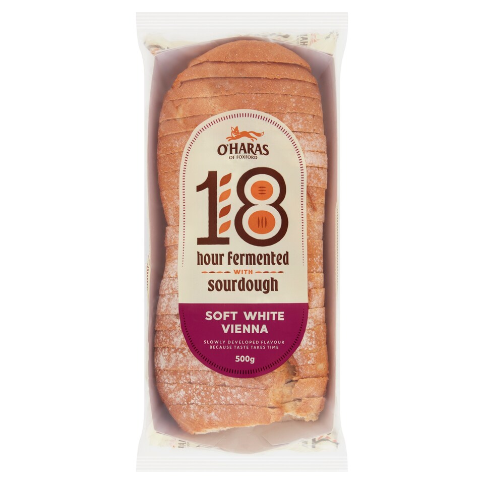 O'haras 18 Hour Fermented S/Dough Soft White Vienna 500G