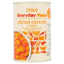Tesco Everyday Value Sliced Carrots In Water 300G
