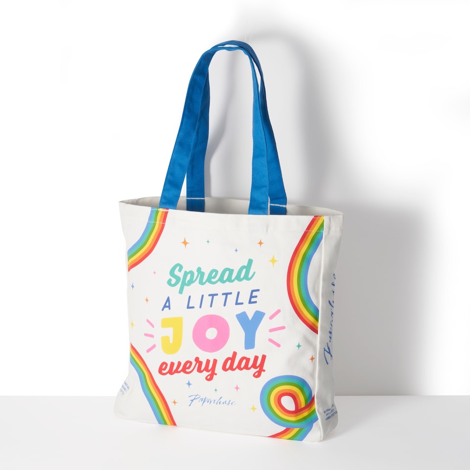 image 1 of Paperchase Rainbow Spread A Little Joy Tote Bag