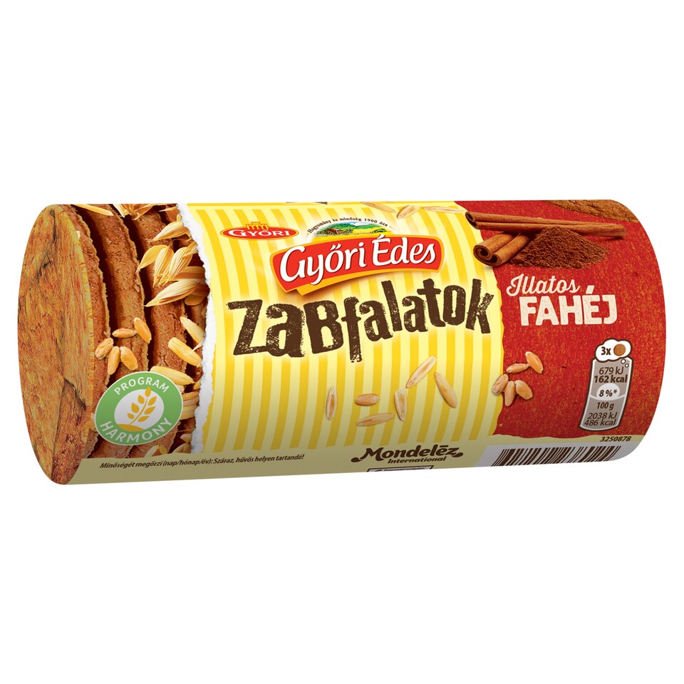 Győri Édes Zabfalatok fahéjas, zabpelyhes, omlós keksz 188 g