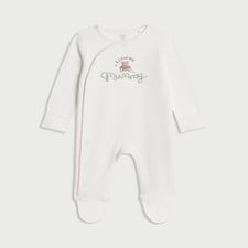 F&F Baby Pure Cotton I Love My Mummy Long Sleeved Sleepsuit in White