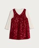 image 4 of F&F Girls 2-Piece Sequin Embellished Dress and Long Sleeved Top Set in Red