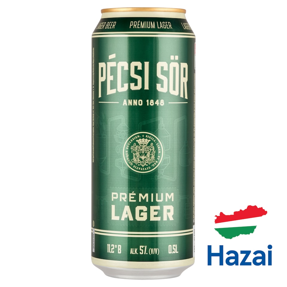 Pécsi Sör Prémium Lager bio minőségi világos sör 5% 0,5 l  1. kép