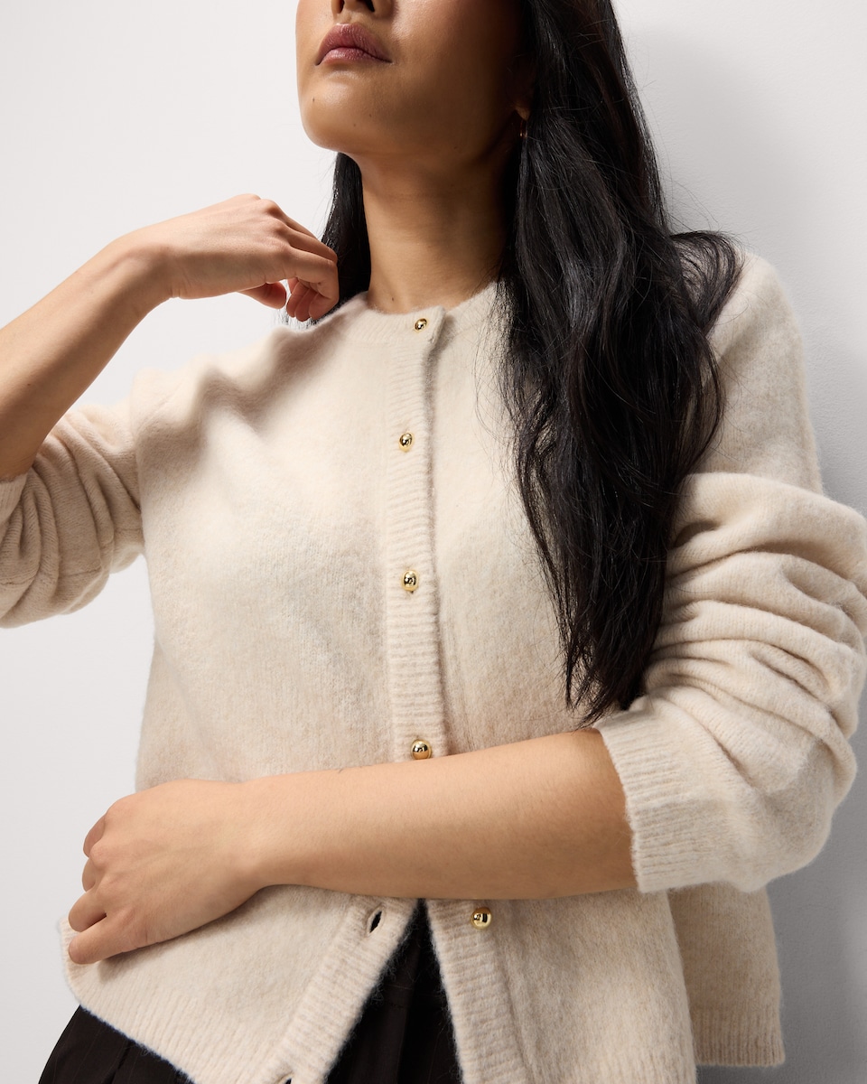 image 1 of F&F Crew Neck Cardigan in Neutral