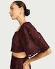 image 1 of F&F Pure Cotton Embroidered Square Neck Crop Co-ord Top in Multi Red