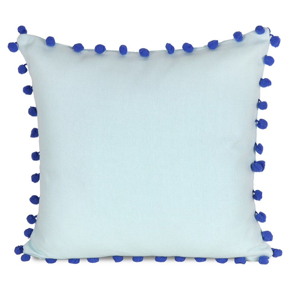TESCO OUTDOOR BLUE POMPOM CUSHION