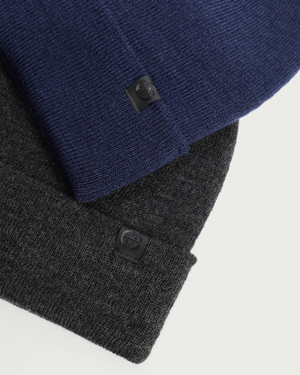 image 1 of F&F 2-Pack Plain Knitted Beanies in Multi