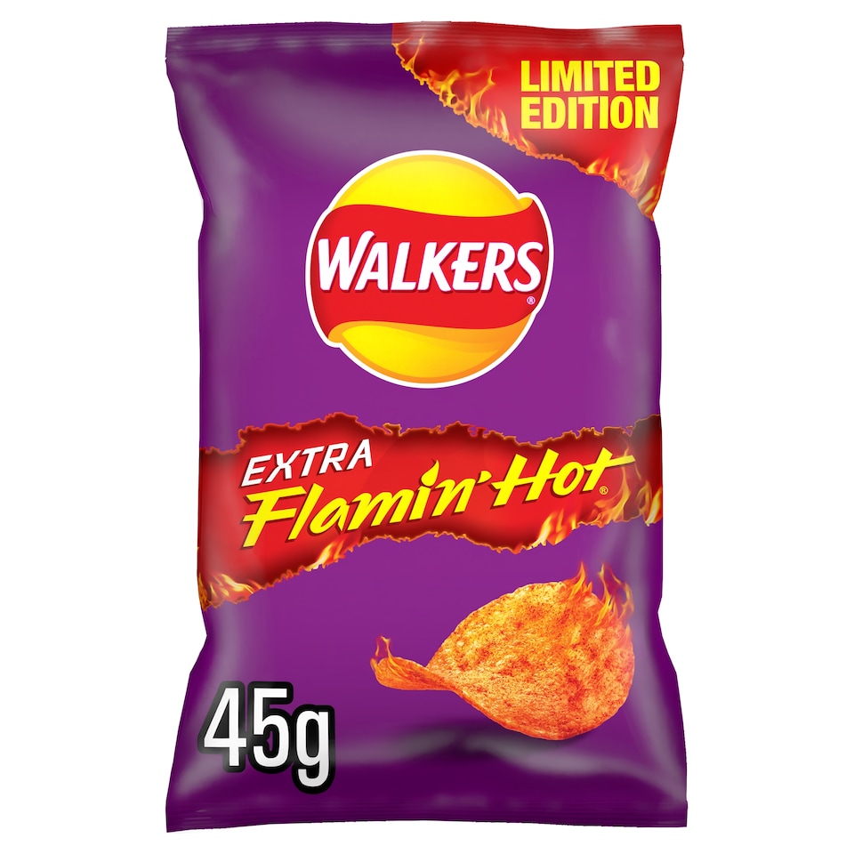 Walkers Extra Flamin Hot Grab Bag Crisps 45g