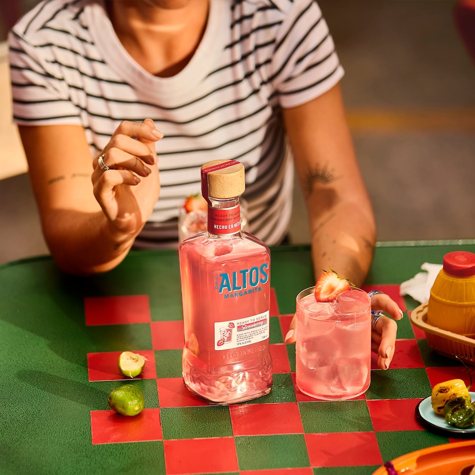 image 1 of Olmeca Altos Tequila Strawberry Margarita Ready to Serve Cocktail 750mL