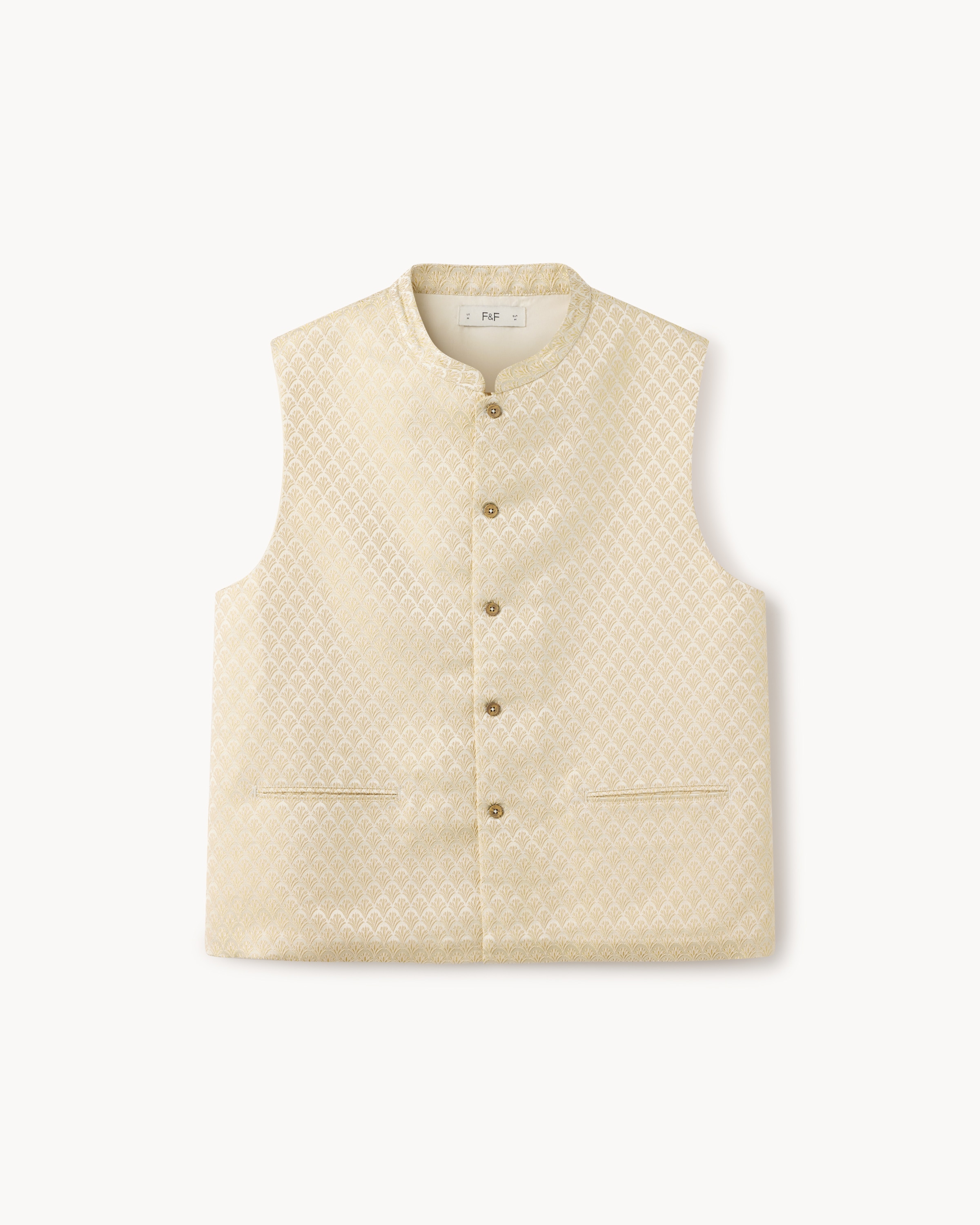 F&F Textured Diwali Waistcoat in Cream