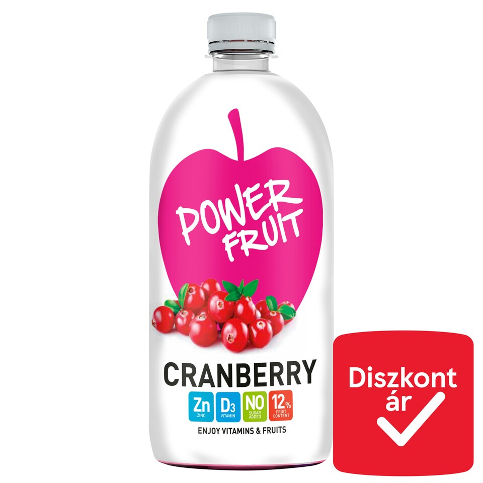 Power Fruit energiaszegény, vörösáfonya-alma ital szűrt vízzel, édesítőszerekkel 750 ml